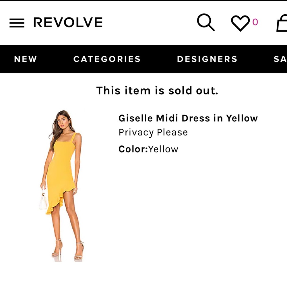 Privacy Please - Giselle Midi Dress in Yellow. Sold out on Revolve.